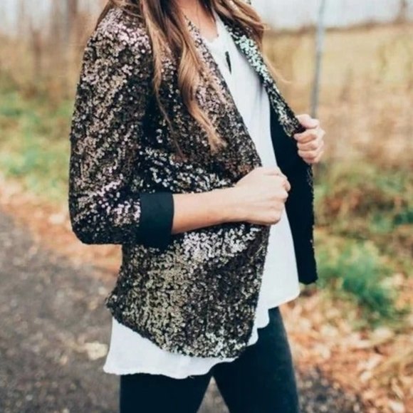 SAM EDELMAN - Gold Sequin Blazer - Picture 3 of 5